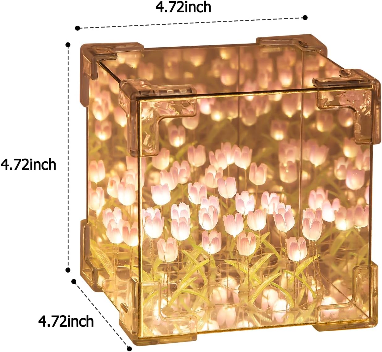 DIY Tulip Cube Mirror Night Lamp dimension