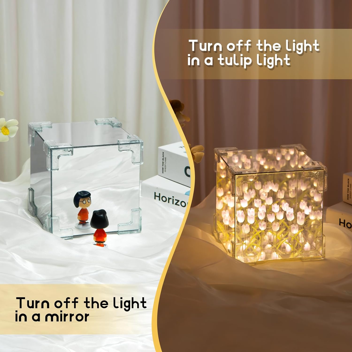 DIY Tulip Cube Mirror Night Lamp two modes