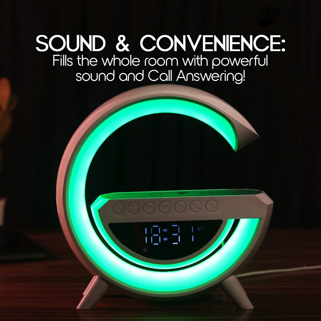 G-Shape LED Lamp with Wireless Charging and Speaker