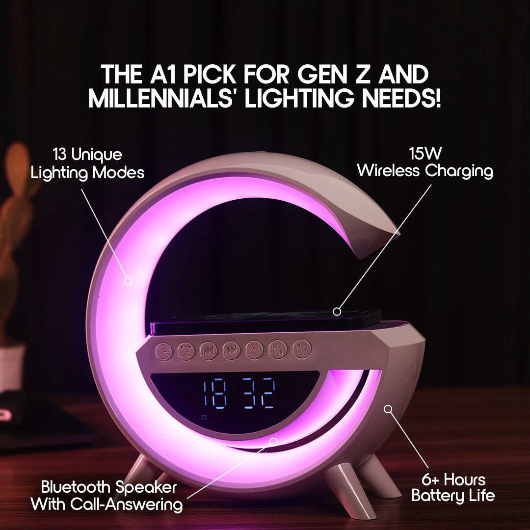 G-Shape LED Wireless Charging Speaker Lamp