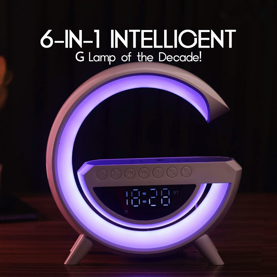 G-Shape LED Lamp with Wireless Charging and Speaker