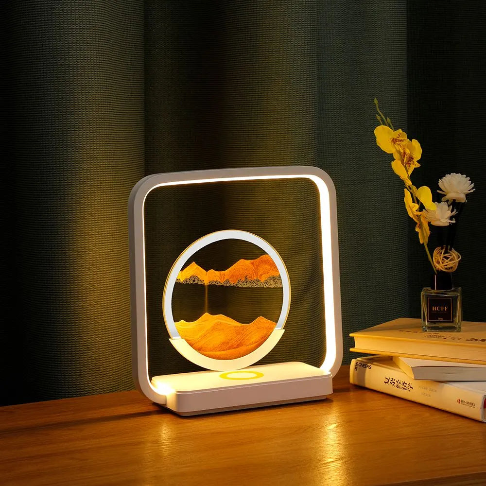 Sands of Time: 2 in 1 Wireless Charging Table Lamp.