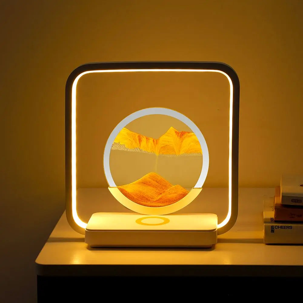 Sands of Time: 2 in 1 Wireless Charging Table Lamp.