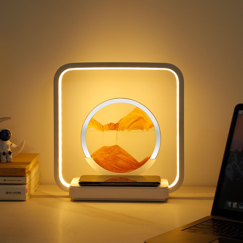 Sands of Time: 2 in 1 Wireless Charging Table Lamp.