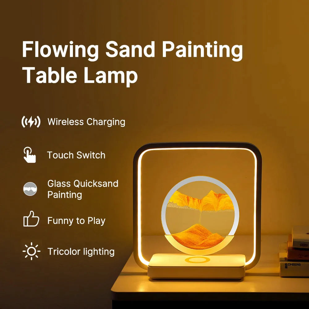 Sands of Time: 2 in 1 Wireless Charging Table Lamp.