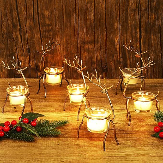 Golden Metal Deer Shape Decorative Tea Light Candle Holder - Tea Light Holder - Christmas Gift