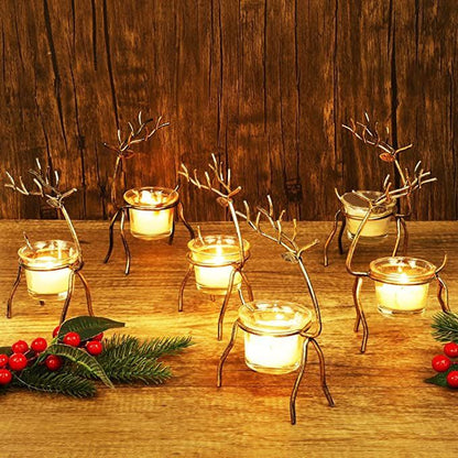Golden Metal Deer Shape Decorative Tea Light Candle Holder - Tea Light Holder - Christmas Gift